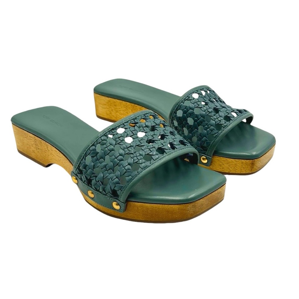 Tory Burch Basket Weave Open Toe Clog Sandals Size 9